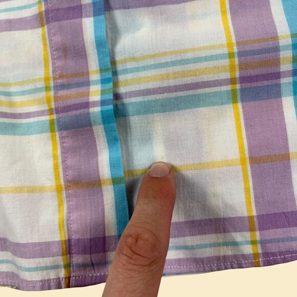 1980s plaid womens blouse, vintage size 16 button down by Picket and Post - Picture 7 of 10